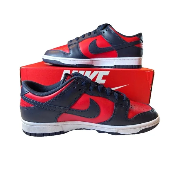 Nike Dunk Low Retro University Red Obsidian Sneakers DV0833-601 Mens Size 10 NEW - Picture 2 of 11